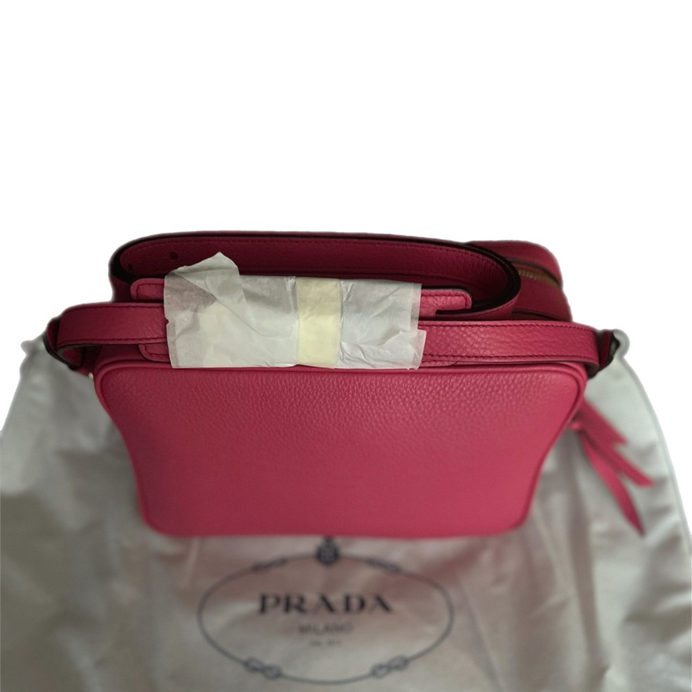 Authentic Prada Peonia Pink Vitello Phenix Leather Double Zip Crossbody … - Picture 5 of 16